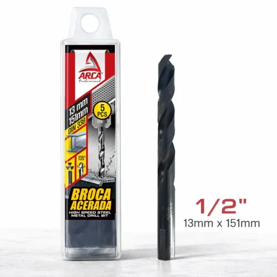 Broca Acerada Hss Din 338 1/2 13mm X 151mm por 10 Unds Arca