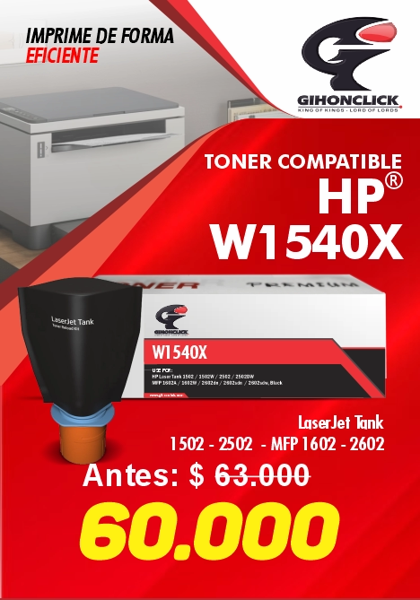 TARJETA WEB TONER GIHON 1540X